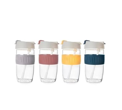 《御膳坊》耐高溫美型玻璃杯540ML------(吸管直飲兩用)水杯 咖啡杯 冷水壺 玻璃杯