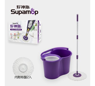 ★限時促銷★FS01好神拖輕巧手壓旋轉拖把組 (1桶1拖2布)