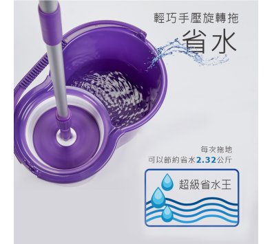 ★限時促銷★FS01好神拖輕巧手壓旋轉拖把組 (1桶1拖2布)