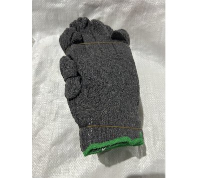 灰色 棉紗手套 16兩 / 綠邊-----工作手套.棉紗手套.園藝手套