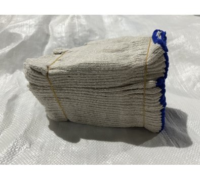 大陸 棉紗手套 白色/藍邊 16兩----園藝手套 棉紗手套 工地手套