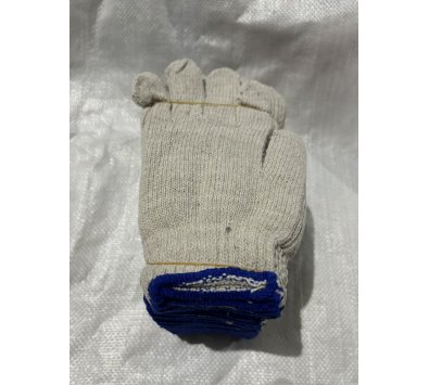 大陸 棉紗手套 白色/藍邊 16兩----園藝手套 棉紗手套 工地手套