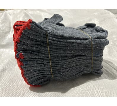 大陸 灰色棉紗手套 20兩 紅邊-----園藝手套 棉紗手套 粘膠手套 手套 橡膠 工地手套