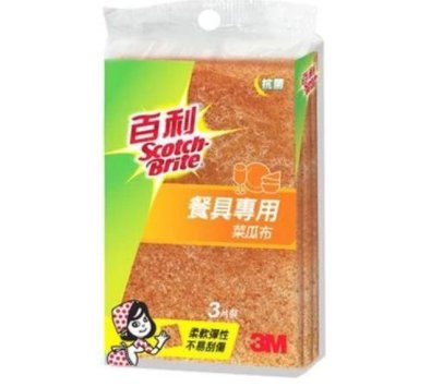 3M 百利 茶杯專用菜瓜布 小黃(3入)