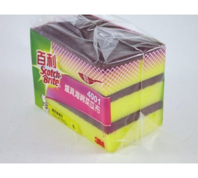 3M 百利 餐飲業專用爐具海綿菜瓜布(黃妃紅) 3入
