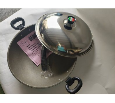福牌 衛而鋼布沾炒鍋 38、41、45cm(附蓋子，雙耳附單手握把)------炒鍋.不沾鍋
