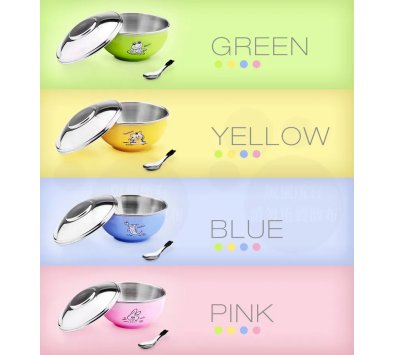 斑馬ST蓋兒童碗 白鐵 附湯匙