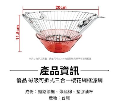 **好幫手生活雜鋪＆勁讚生活百貨**優品 磁吸式三合一櫻花過濾網組----抽油煙機架.補充棉